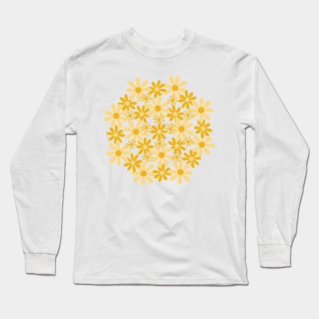 Golden Flower Circle (white background) Long Sleeve T-Shirt by elrathia